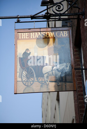 Le Hansom Cab, cheval et un chariot, enseigne de pub dans Micklegate, York, Yorkshire, UK Banque D'Images