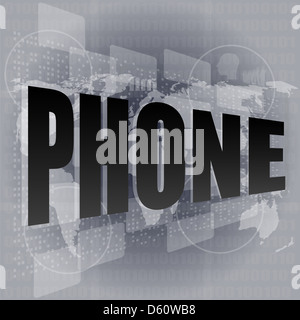 Mot de téléphone sur l'écran numérique abstrait Banque D'Images