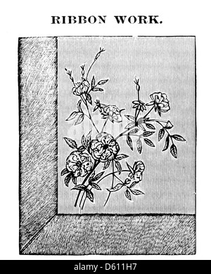 Un livre sur l'art de la broderie en soie, avec gravés des motifs (1886) Banque D'Images