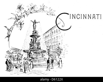 Cette image représente probablement une page ou une illustration tirée de A Handbook of the South (1890), mettant en évidence la ville de Cincinnati, Ohio, et sa place dans l'histoire du sud des États-Unis. Banque D'Images
