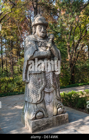 Statue de pierre en général Ming Xiaoling Mausolée tombeau impérial à Nanjing, Chine. Banque D'Images