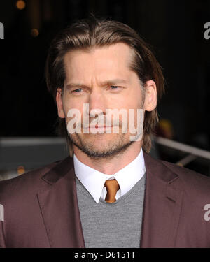 Los Angeles, Californie, USA. 10 avril 2013. Nikolaj Coster-Waldau arrive pour la première du film 'Oblivion' au Kodak Theater. (Crédit Image : Photo : Lisa O'Connor/ZUMAPRESS.com/Alamy Live News) Banque D'Images