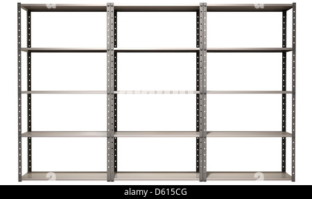 Une assemblée ordinaire de l'entrepôt de métal étagère sur un fond isolé Banque D'Images