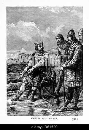 Une illustration tirée de 'A Child's History of England' (1897), représentant le roi Canute, une figure clé de l'histoire anglaise. L'image représente Canute pendant son règne, connu pour le célèbre conte de lui commandant les vagues. Banque D'Images