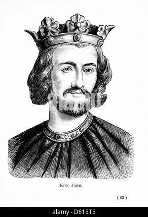 Une illustration tirée de 'A Child’s History of England' (1897), représentant le roi Jean. L'image capture un moment important de l'histoire anglaise, fournissant une représentation adaptée aux enfants de cette figure historique. Banque D'Images