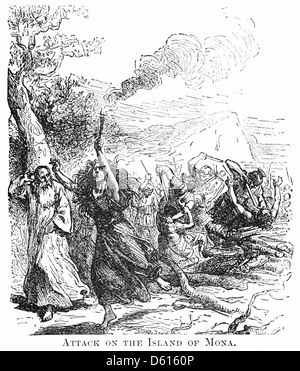Illustration tirée de 'A Child's History of England' (1897), représentant l'île de Mona, un site historique du pays de Galles. Banque D'Images