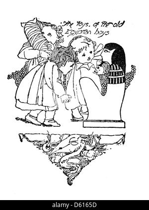 Illustration de l'édition 1901 de « jardin des versets d'Un enfant », mettant en vedette des jouets d'inspiration égyptienne, mêlant culture historique et design ludique dans le cadre pour enfants Banque D'Images