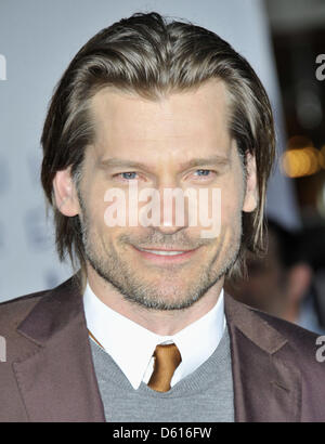 Los Angeles, Californie, USA. 10 avril 2013. Nikolaj Coster-Waldau assistant à la première de Los Angeles ''oubli'' tenue à l'Kodak Theater à Hollywood, Californie le 10 avril 2013. Crédit Image : 2013(Photo : D. Long/Globe Photos/ZUMAPRESS.com/Alamy Live News) Banque D'Images