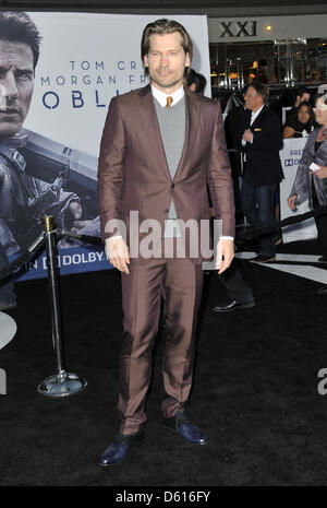 Los Angeles, Californie, USA. 10 avril 2013. Nikolaj Coster-Waldau assistant à la première de Los Angeles ''oubli'' tenue à l'Kodak Theater à Hollywood, Californie le 10 avril 2013. Crédit Image : 2013(Photo : D. Long/Globe Photos/ZUMAPRESS.com/Alamy Live News) Banque D'Images