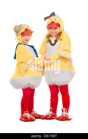 Deux enfants habillés comme des canards Banque D'Images