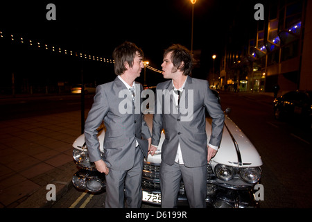 Les Diamond Hoo Ha Men, Gaz Coombes et Danny Goffey de Supergrass's side-project photographié à Brighton. U.K Banque D'Images