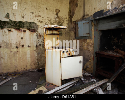 Cuisinière en maison en ruine, Ailsa Craig Banque D'Images