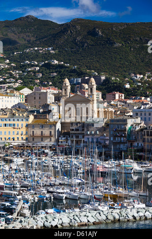 France, Corse, Haute-Corse Ministère, Le Cap Corse, Bastia, Le Vieux Port, elevated view Banque D'Images