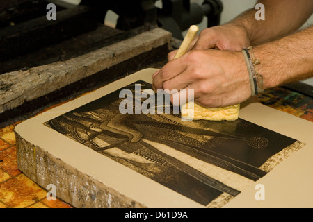 La Havane : lithographie impression / plaques en pierre Banque D'Images