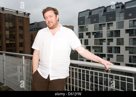 Guy Garvey du groupe anglais elbow photographié à son domicile de Manchester en Angleterre. Banque D'Images