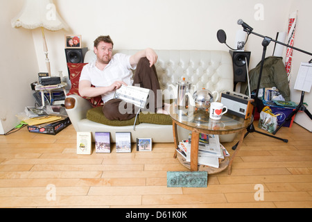 Guy Garvey du groupe anglais elbow photographié à son domicile de Manchester en Angleterre. Banque D'Images