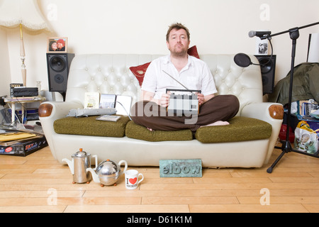 Guy Garvey du groupe anglais elbow photographié à son domicile de Manchester en Angleterre. Banque D'Images