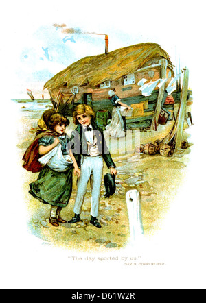 Cette édition de 1904 de 'A Rosy Path', un livre d'anniversaire de Dickens, comprend des citations et des illustrations des œuvres de Charles Dickens. Le livre célèbre l’héritage littéraire de Dickens et son impact sur la littérature anglaise, avec des références à des personnages comme David Copperfield. Banque D'Images