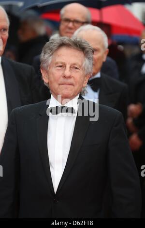 Le réalisateur franco-polonais Roman Polanski arrive pour la première du film "TESS" au 65e Festival de Cannes, à Cannes, France, 21 mai 2012. Le film est présenté en compétition officielle du festival, qui se déroule du 16 au 27 mai. Photo : Hubert Boesl Banque D'Images