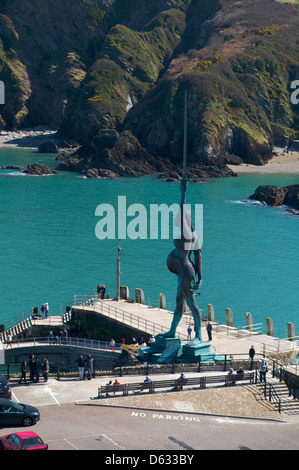 La statue de Damien Hirst Verity', 'port d'Ilfracombe, Devon, UK Banque D'Images