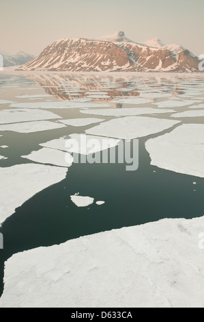 Flocons de glace en Billefjorden à Monte Carlo, région, la Norvège. Banque D'Images