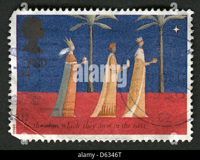 UK - circa 1996 : timbre imprimé au Royaume-Uni montre libre des mages, également connu sous le nom de (trois) Sages, (trois Rois), ou des rois de l'Orient, vers 1996. Banque D'Images