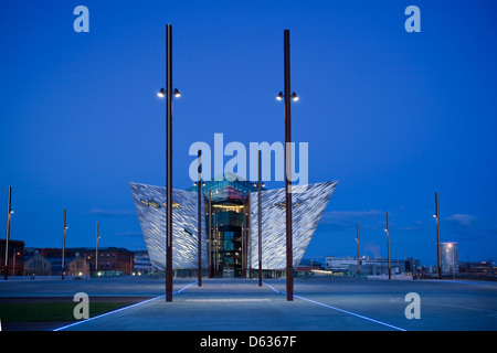 La construction du Titanic, Belfast, Titanic Quarter, Harland and Wolff, chantier, la construction navale, l'attraction, Musée, exposition, Belfast, Banque D'Images