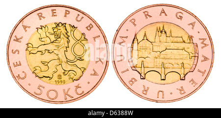 République tchèque 50KC (pièces bimétalliques de, 1993) Banque D'Images