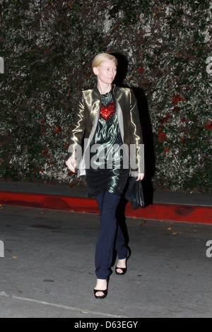 Tilda Swinton Célébrités arrivant un pré d' Oscar party au Chateau Marmont à West Hollywood, Los Angeles Banque D'Images