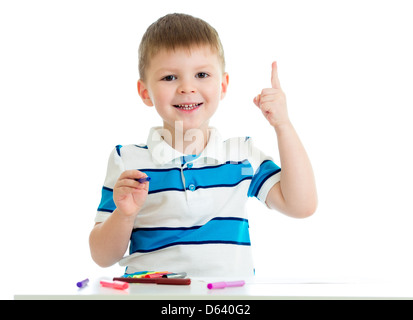 Garçon enfant couleur de dessin au feutre Banque D'Images