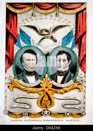 Grand, national et démocratique - appuyez sur la bannière. Pour le président Franklin Pierce et William King pour vice-président - Élection présidentielle aux Etats-Unis, 1852 Banque D'Images