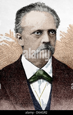 Hermann von Helmholtz (1821-1894). Médecin et physicien allemand. Gravure en notre siècle, 1883. De couleur. Banque D'Images