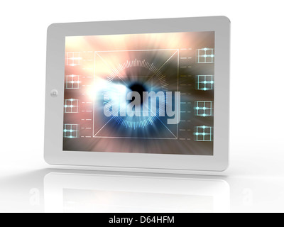 Ordinateur tablette avec eye scan biométrique Banque D'Images