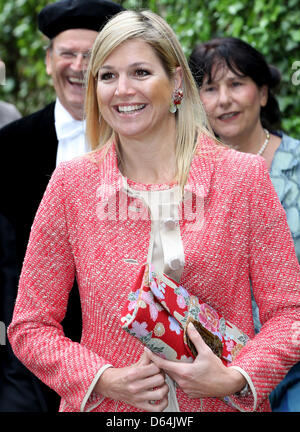 La princesse maxima des Pays-Bas à l'oraison funèbre de prof.dr.ir. Gert van Dijk sur la Microfinance à Nyenrode Business University à Breukelen, Pays-Bas, 29 mai 2012. Photo : Patrick van Katwijk Pays-bas OUT Banque D'Images