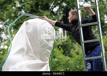 Une grande sculpture de l'artiste thaïlandais Apichatpong Weerasethakul et Siri Chai est installé à Auepark quelques jours avant l'ouverture de la documenta 13 à Kassel, Allemagne, 5 juin 2012. Il fait partie de la documenta 13, qui prendra le départ le samedi 9 juin. Photo : UWE ZUCCHI Banque D'Images