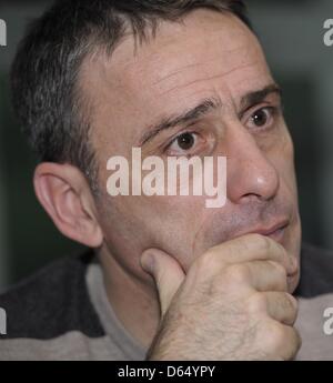 Le joueur de soccer national portugais Paulo Bento parle dans le siège de l'Associationa portugaise de football (FPF Federacao Portuguesa de Futebol) à Lisbonne, Portugal, 02 mai 2012. Photo : Roland Popp Banque D'Images