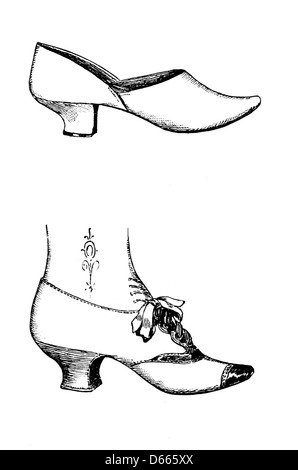 Ce traité de 1884 fournit une analyse approfondie de l'histoire et du développement des bottes et des chaussures, examinant leur conception, leurs matériaux et leur importance culturelle depuis l'Antiquité jusqu'au XIXe siècle. Banque D'Images
