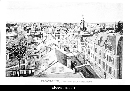 Cette image souvenir de 1888 de Providence, Rhode Island, capture diverses vues de la ville, mettant en valeur l'architecture, les rues et l'environnement urbain de la fin du XIXe siècle. Banque D'Images