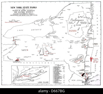 Un plan du parc d'état de New York, avec une proposition pour le nouveau parc d'obligations (1922) Banque D'Images