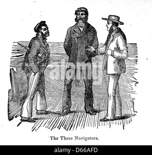 L'image représente une scène tirée de 'A voyage in the Sunbeam' (1892), un livre détaillant les voyages de trois navigateurs à bord du navire Sunbeam. Il met en lumière un moment de leur voyage maritime. Banque D'Images