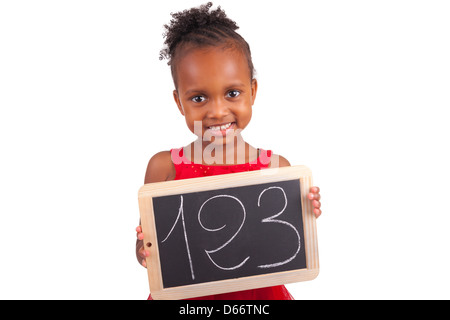 L'Afrique de l'adorable petite fille sur fond blanc Banque D'Images