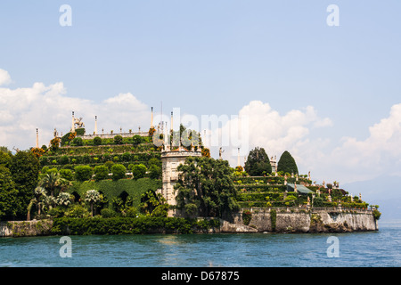 Jardins ornementaux sur Isola Bella, Lac Majeur, Italie Banque D'Images