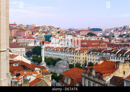 Lisbonne, Portugal. Vue de la Place Rossio ou Pedro IV Square. Banque D'Images