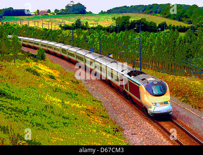 Billet Eurostar Train à grande vitesse vers le continent - Route HS1 - Photographie créative Banque D'Images