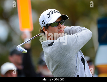Melbourne, Australie. 16-11-12. Adam Scott (Aus) tees off à un par 3 au cours de son deuxième tour à l'Australian Masters Banque D'Images