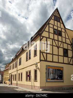 La maison dans laquelle le compositeur baroque Georg Friedrich Haendel (1685-1759) est né est illustré à Halle/Saale, Allemagne, 2 juin 2012. Haendel le festival a lieu à Halle jusqu'au 10 juin 2012 avec 100 événements et plus de 1 000 artistes. Photo : JENS WOLF Banque D'Images