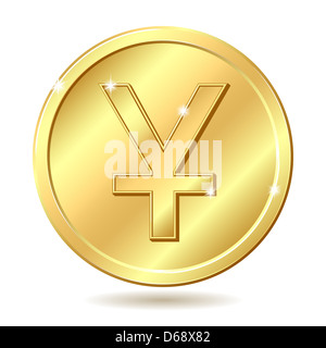 Pièce d'or avec yuan sign Banque D'Images