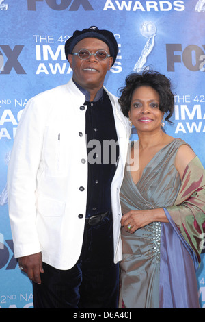 Samuel L Jackson , Latanya Richardson 42ème NAACP Image Awards Au Shrine Auditorium - Arrivées à Los Angeles en Californie, États-Unis Banque D'Images