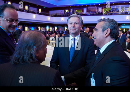 Allemagne, Berlin. 15 avril, 2013. La participation conjointe du Premier Ministre Cheikh Hamad bin Jassim Bin Jabor Al Thani du Qatar, la chancelière allemande, Angela Merkel, et Klaus Wowereit (SPD), Maire de Berlin, à l'ouverture de la 'Business & Investment au Qatar Forum' du Maritim Hotel Berlin à Berlin. Sur la photo : Klaus Wowereit (SPD), Maire de Berlin. Banque D'Images