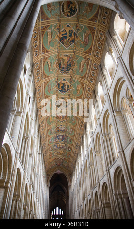 Toit peint intérieur plafond cathédrale d'Ely, Cambridgeshire, Angleterre Banque D'Images